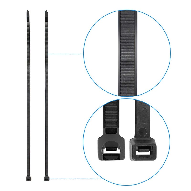 Superun Black Zip Ties 4 Inch, 18 Lbs Tensile Strength Wire Ties (Industrial Grade Cable Ties) Pack of 100 - Image 3
